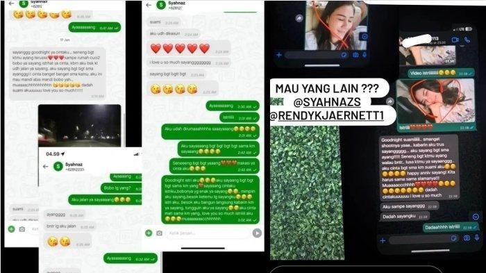 Isi chat mesra Syahnaz dan Rendy (Tribun.com)