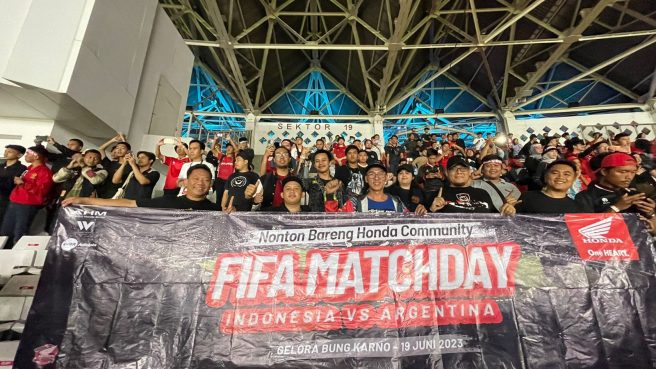 Komunitas Motor Honda Meriahkan Pertandingan Sepakbola Indonesia vs Argentina (dok PT Astra Honda Motor (AHM))