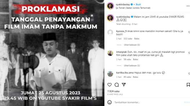 Syakir Daulay mendapatkan somasi karena video yang di unggah di akun Instagram Pribadinya (Ig @syakirdaulay).