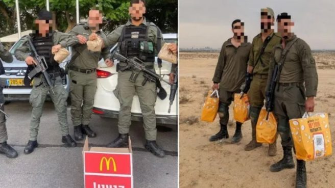 McDonalds membagikan makanan gratis kepada tentara Israel (Istimewa).