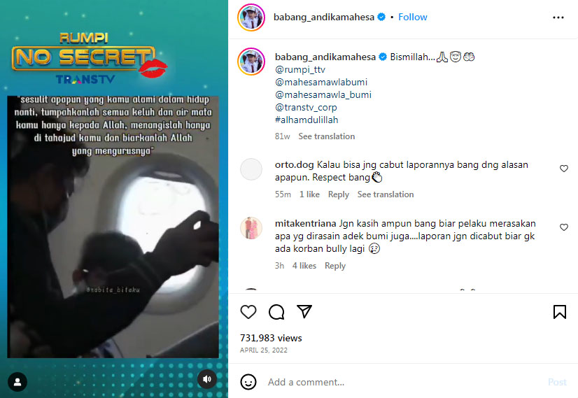 Instagram Babang Andikamahesa