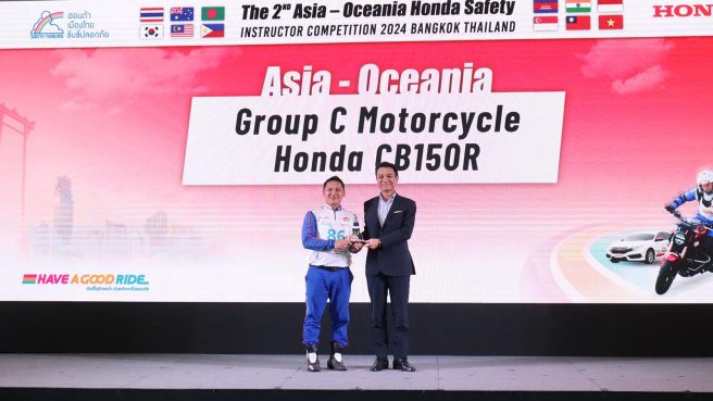 Instruktur Safety Riding Amizar Maas berhasil menjadi juara pertama pada kompetisi The 2nd Asia-Oceania Honda Safety Instructor Competition 2024 di Thailand (dok Honda).