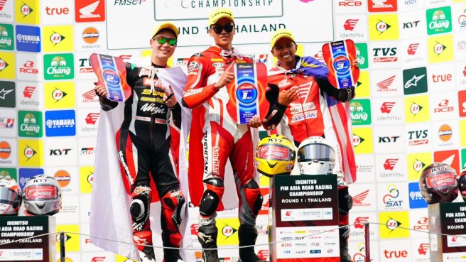 Herjun Atna Firdaus raih podium tertinggi di lintasan Chang International Circuit, Buriram, Thailand (dok Honda).