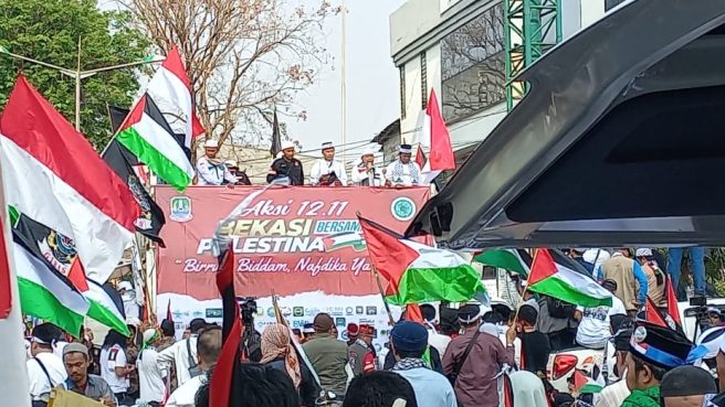 Ketua DPRD Kota Bekasi ikut dalam aksi bela Palestina (DPRD Kota Bekasi).