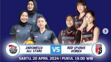 Pertandingan Red Sparks vs Indonesia All Star di Arena Jakarta (Instagram Moji).