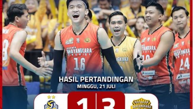 Jakarta Bhayangkara Presisi lolos jadi juara pada Grand Final Proliga 2024 dengan skor akhir 1-3 (Instagram Moji).