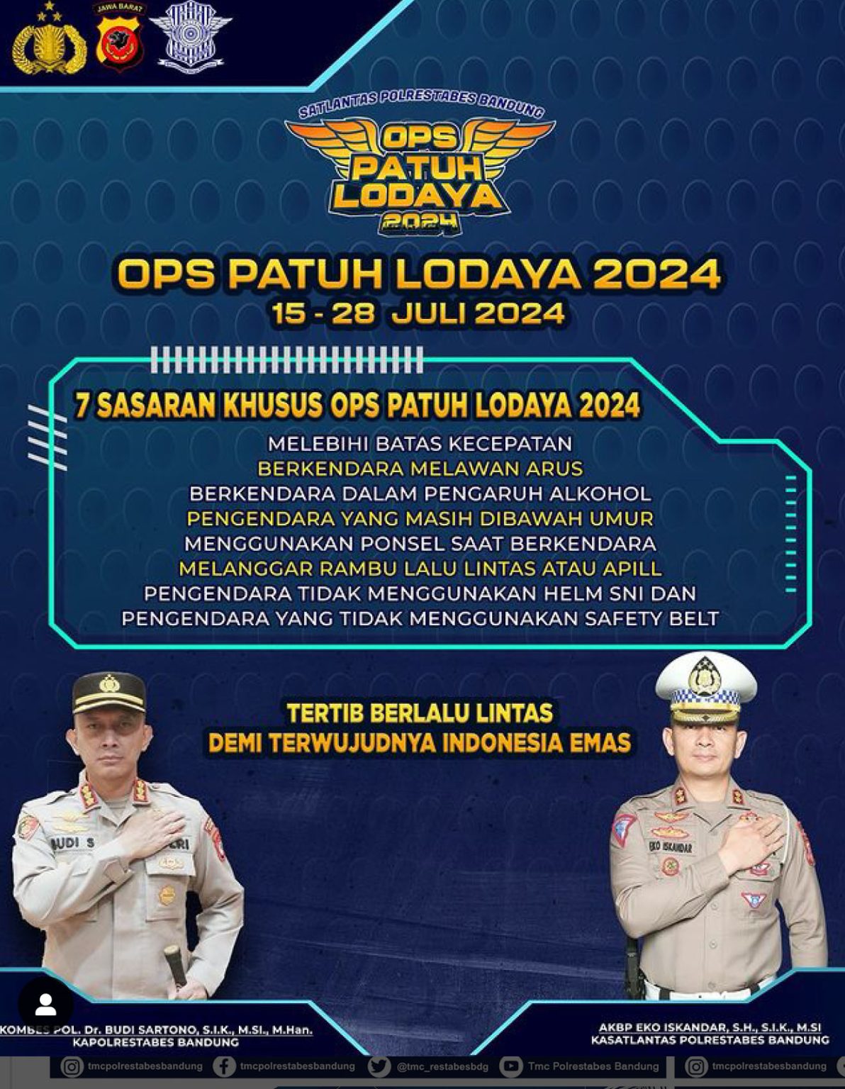 Operasi Patuh Lodaya 2024 (Instagram @tmcpolrestabesbandung).
