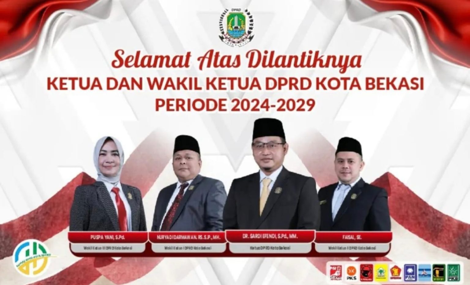 Susunan 4 Pimpinan DPRD Kota Bekasi Periode 2024 - 2029 (dok DPRD Kota Bekasi).