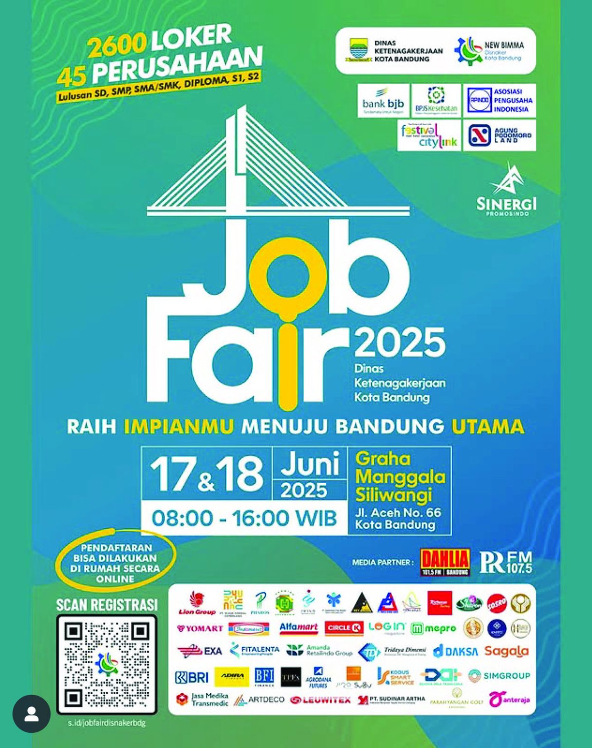 Disnaker Kota Bandung gelar Job Fair 2025 untuk semua lulusan pendidikan (Instagram Disnaker).
