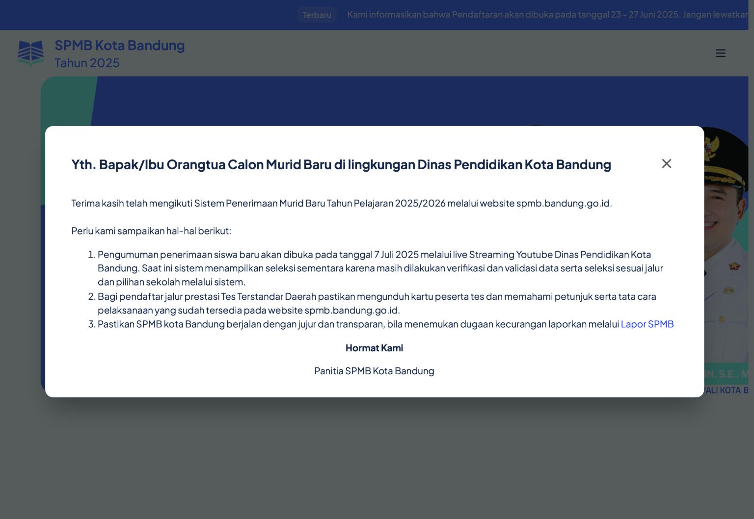 SPMB Kota Bandung (Istagram).