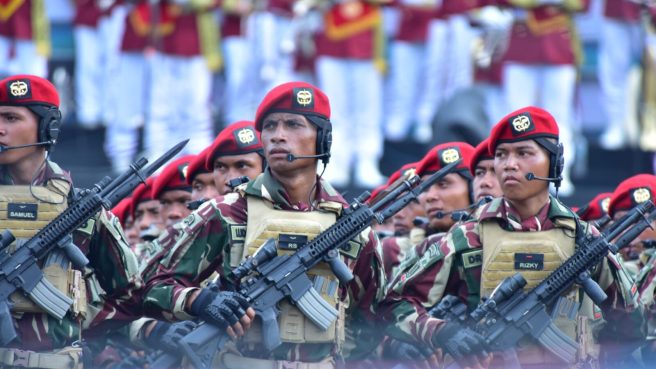 HUT TNI ke-80 di kawasan Monas Jakarta Pusat (TNI AD).