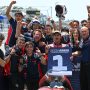 Pebalap binaan PT Astra Honda Motor (AHM) Muhammad Kiandra Ramadhipa (tengah) berhasil meraih podium pertama perdananya pada putaran kedua Moto3 Junior World Championship 2026 di Circuito do Estoril, Portugal, Minggu (14/6) (Honda).